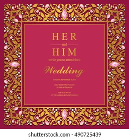 Wedding invitation or card with abstract background.