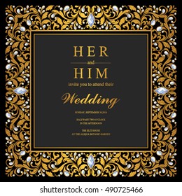 Wedding invitation or card with abstract background.