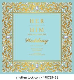 Wedding invitation or card with abstract background.