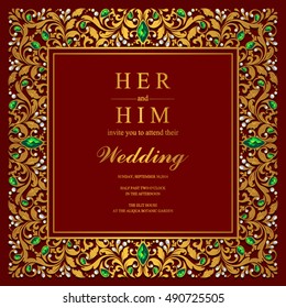 Wedding invitation or card with abstract background.