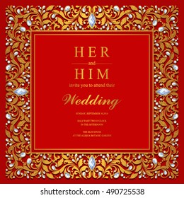 Wedding invitation or card with abstract background.