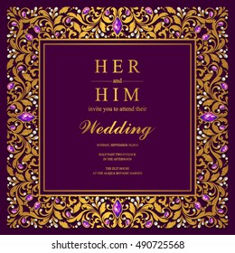 Wedding invitation or card with abstract background.