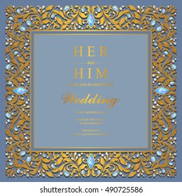 Wedding invitation or card with abstract background.