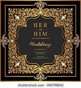 Wedding invitation or card with abstract background.
