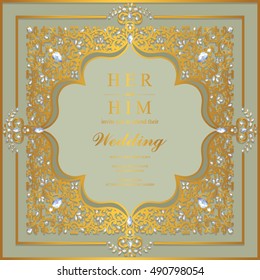 Wedding invitation or card with abstract background.