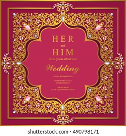 Wedding invitation or card with abstract background.