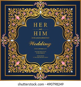 Wedding invitation or card with abstract background.