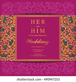 Wedding invitation or card with abstract background.