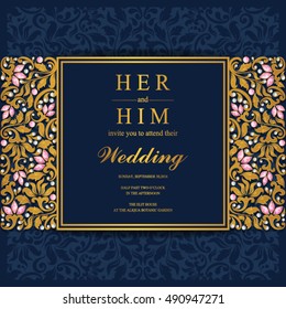 Wedding invitation or card with abstract background.