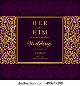 Wedding invitation or card with abstract background.