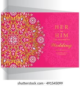 Wedding invitation or card with abstract background.