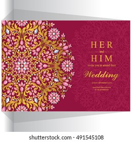 Wedding invitation or card with abstract background.