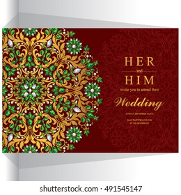 Wedding invitation or card with abstract background.