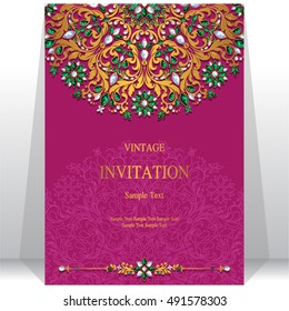 Wedding invitation or card with abstract background.