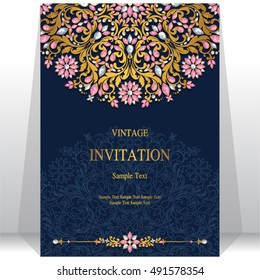 Wedding invitation or card with abstract background.