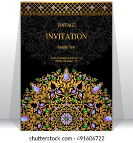 Wedding invitation or card with abstract background.