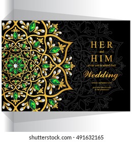 Wedding invitation or card with abstract background.