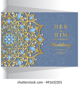 Wedding invitation or card with abstract background.