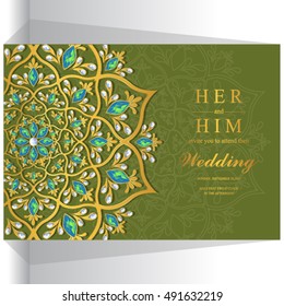 Wedding invitation or card with abstract background.