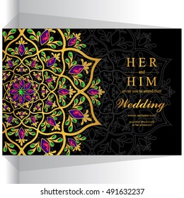 Wedding invitation or card with abstract background.