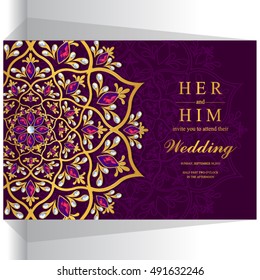 Wedding invitation or card with abstract background.