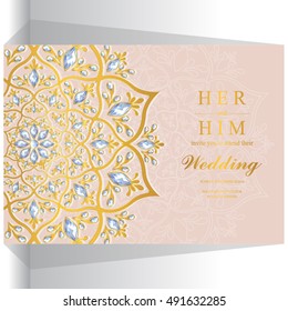 Wedding invitation or card with abstract background.