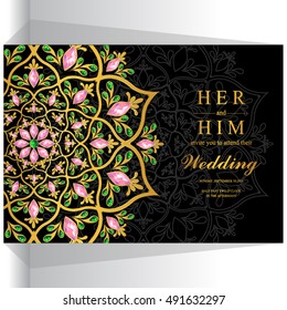Wedding invitation or card with abstract background.