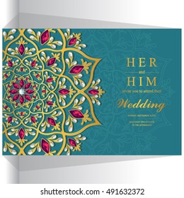 Wedding invitation or card with abstract background.