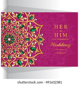 Wedding invitation or card with abstract background.