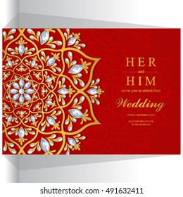 Wedding invitation or card with abstract background.