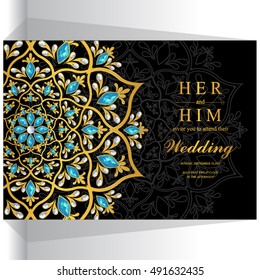 Wedding invitation or card with abstract background.