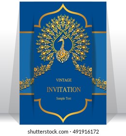 Wedding invitation or card with abstract background. Islam, Arabic, Indian, Dubai.