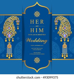 Wedding invitation or card with abstract background. Islam, Arabic, Indian, Dubai.