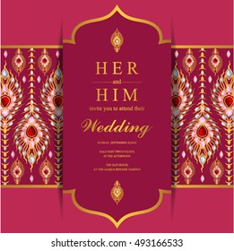 Wedding invitation or card with abstract background. Islam, Arabic, Indian, Dubai.