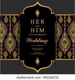 Wedding invitation or card with abstract background. Islam, Arabic, Indian, Dubai.