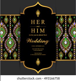 Wedding invitation or card with abstract background. Islam, Arabic, Indian, Dubai.