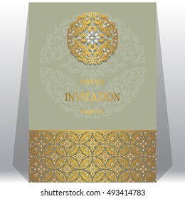 Wedding invitation or card with abstract background. Islam, Arabic, Indian, Dubai.