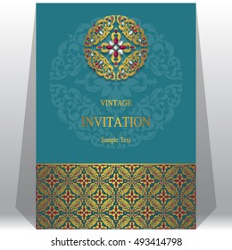 Wedding invitation or card with abstract background. Islam, Arabic, Indian, Dubai.