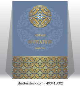 Wedding invitation or card with abstract background. Islam, Arabic, Indian, Dubai.