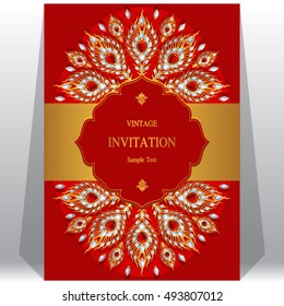 Wedding invitation or card with abstract background. Islam, Arabic, Indian, Dubai.