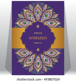 Wedding invitation or card with abstract background. Islam, Arabic, Indian, Dubai.