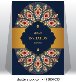 Wedding invitation or card with abstract background. Islam, Arabic, Indian, Dubai.