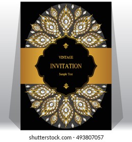 Wedding invitation or card with abstract background. Islam, Arabic, Indian, Dubai.