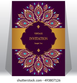 Wedding invitation or card with abstract background. Islam, Arabic, Indian, Dubai.