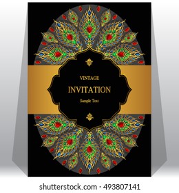 Wedding invitation or card with abstract background. Islam, Arabic, Indian, Dubai.