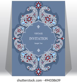 Wedding invitation or card with abstract background. Islam, Arabic, Indian, Dubai.