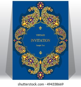 Wedding invitation or card with abstract background. Islam, Arabic, Indian, Dubai.