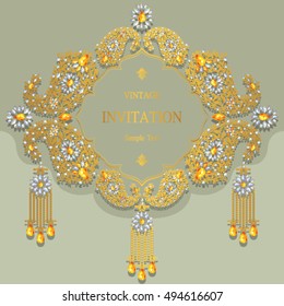 Wedding invitation or card with abstract background. Islam, Arabic, Indian, Dubai.