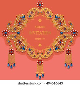 Wedding invitation or card with abstract background. Islam, Arabic, Indian, Dubai.