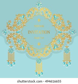Wedding invitation or card with abstract background. Islam, Arabic, Indian, Dubai.